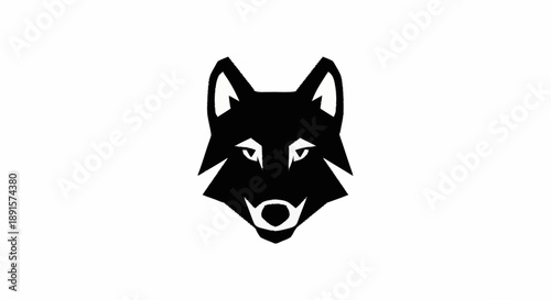 Black wolf head silhouette logo design vector illustration.