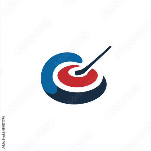 curling sport original logo idea simple vector, isolated on white and black