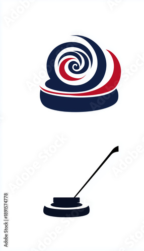 curling sport original logo idea simple vector, isolated on white and black