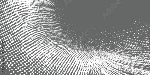 Abstract grey and white dotted pattern forming a wave like texture with a gradient effect