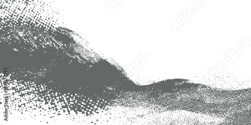 Abstract grey textured background with halftone dots and brush stroke effect
