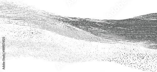 Abstract gray textured wave pattern with granular texture and horizontal lines