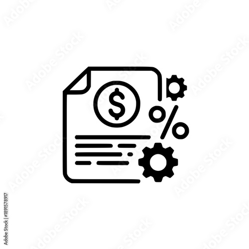 Financial document with dollar sign and gear icons for business planning