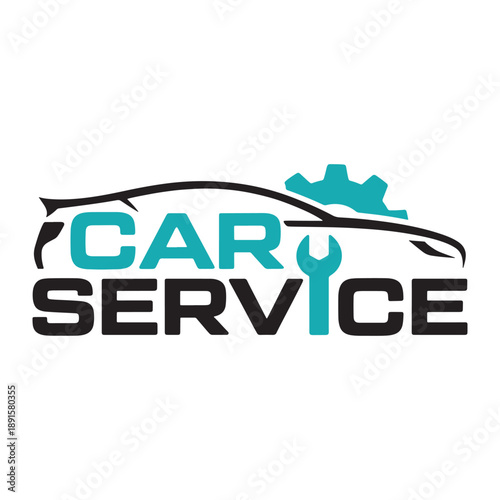 Modern car service logo with gear icon