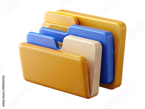 Colorful 3d rendered file folders representing organized digital data storage and management