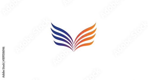 Stylized vector illustration of abstract wings formed with flowing feather shapes in blue and orange colors. Symmetrical modern design symbolizes freedom, growth, balance, and success. Free Download Stylized vector illustration of abstract wings formed with flowing feather shapes in blue and orange colors. Symmetrical modern design symbolizes freedom, growth, balance, and success. - GFXLoad