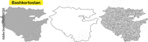Detailed map of bashkortostan republic with various patterns and textures highlighting geographical boundaries