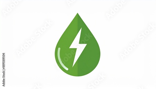 Free Download Green water drop with lightning bolt icon, renewable hydropower and biofuel energy concept - GFXLoad