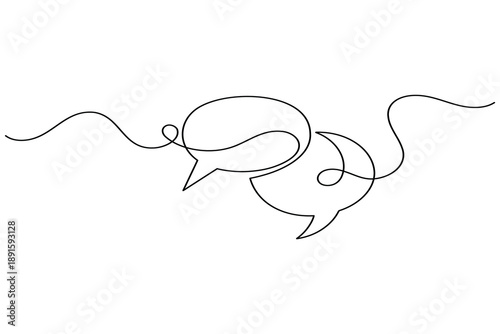 Speech bubble continuous one line art icon for modern communication concepts