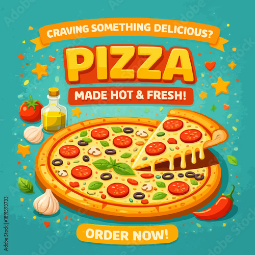 Fresh Pizza Food Illustration