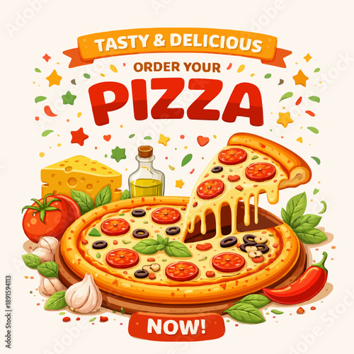 Delicious Pizza Food Poster