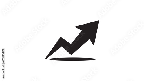 Upward trending arrow in simple minimalist design with bold black color on white background for business infographics