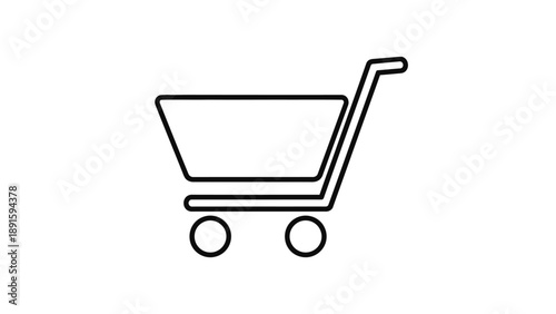 Shopping cart icon showing an empty cart isolated on a white background for online shopping and e-commerce use
