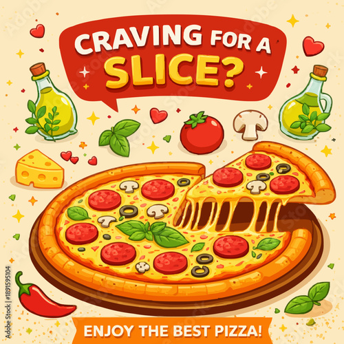 Pizza Slice and Ingredients