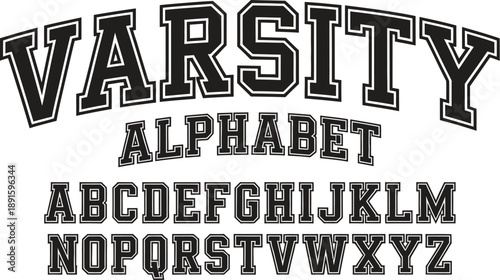 Black and White Varsity Alphabet Lettering Display