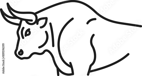 A simple line drawing of a bull in profile