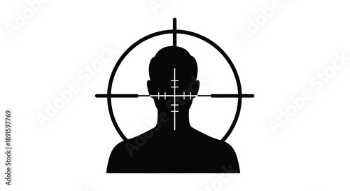 Silhouette of a head within a crosshair targeting symbol