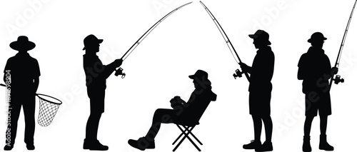 Fishing, Fisherman, Angling, Silhouette, Outdoor, Hobby, Sport, Leisure, Nature, River, Lake, 