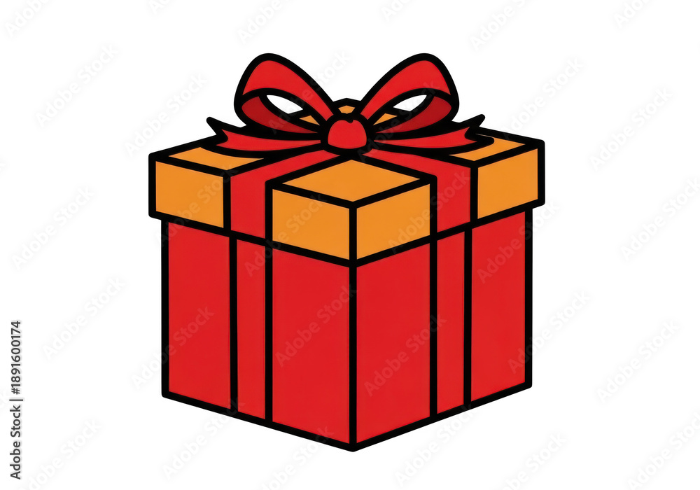 Obraz premium Simple Red and Orange Gift Box