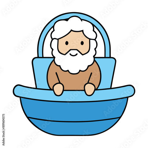 Biblical scene of baby Moses placed gently in a woven basket floating on calm river water, surrounded by reeds, symbolizing faith, protection, and divine guidance.
