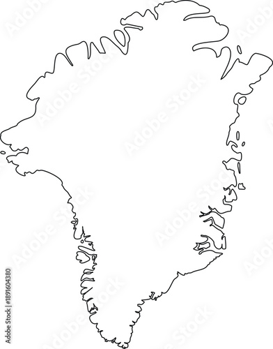 Greenland Map Outline - Minimalist Vector Line Art Drawing of Arctic Island Border