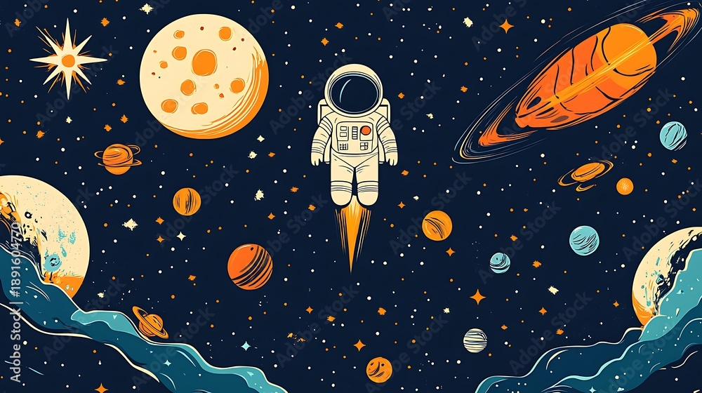 Fototapeta premium Astronaut exploring the cosmos