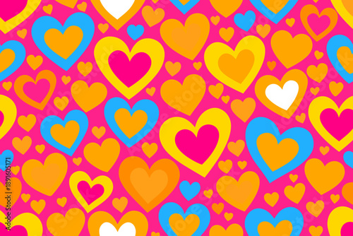 Cute red, pink hearts seamless pattern. Lovely romantic background for Valentine's Day, Mother's Day, wedding. Suitable for wrapping paper, postcards, invitations.