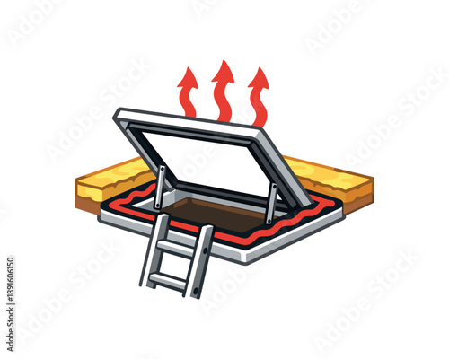 full color flat icon ceiling insulation hatch with sealing strip heat barrier