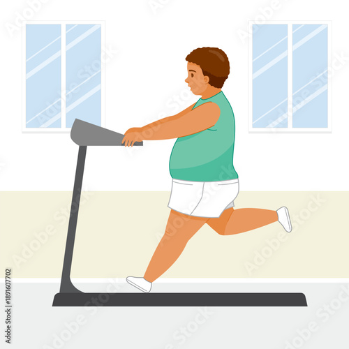 The Black Fat Man, Big Belly, Running On Treadmill