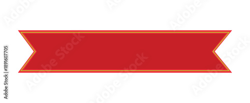 Obraz na plátně Elegant red ribbon banner with gold border isolated on white