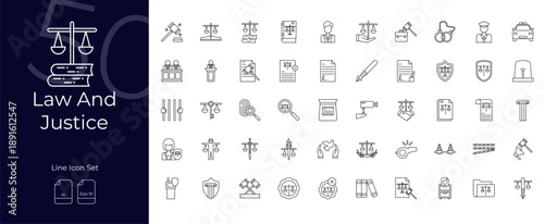 Law And Justice Line Editable Icons set