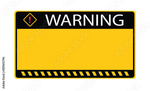 Warning sign board vector with blank yellow space for custom message
