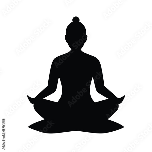 Spiritual monk meditation calm and inner balance On white Background Line Art Vector illustration
