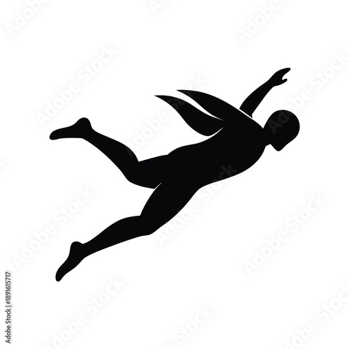 Athlete diving in swimming sport speed and strength concept On white Background Line Art Vector illustration