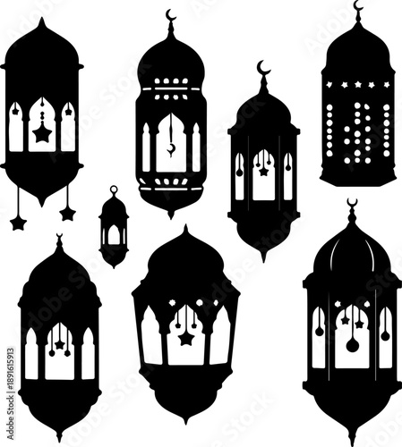 Taj Mahal vector illustration set of architectural landmark elements in vintage design style