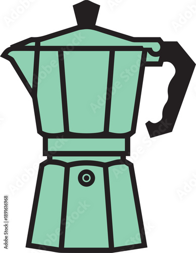 Minimalist Mint Green Moka Pot Vector Icon