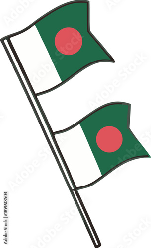 Two bangladesh flags flying side by side Vector
