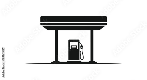 A minimalist depiction of a gas station pump against a white background showcasing a simple stark silhouette high quality professional