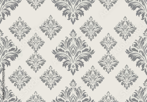 Damask seamless pattern element. Vector classical luxury old fashioned damask ornament, royal victorian seamless texture for wallpapers, textile, wrapping. Vintage exquisite floral baroque template.