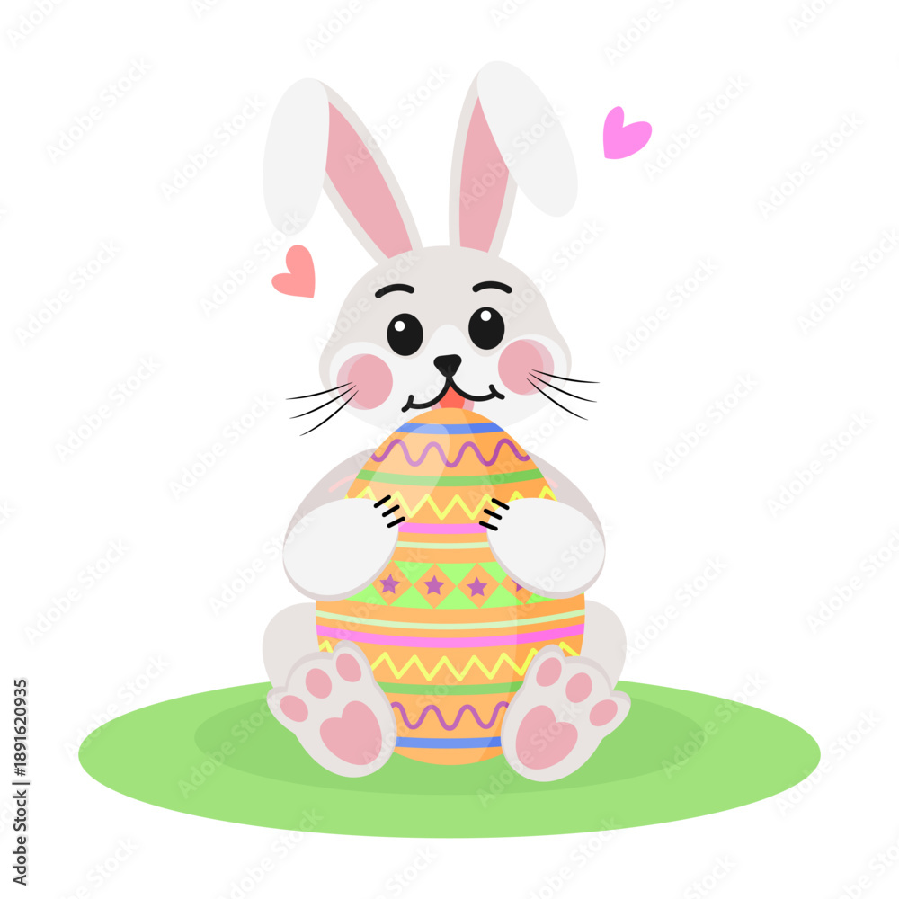 Fototapeta premium Spring Holiday Cute Bunny with Easter Egg
