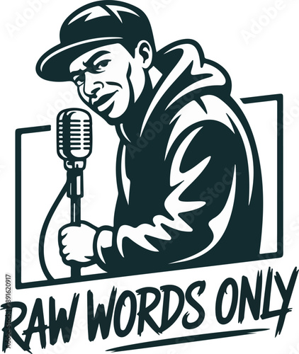 Raw Words Only Hip Hop MC with Vintage Microphone