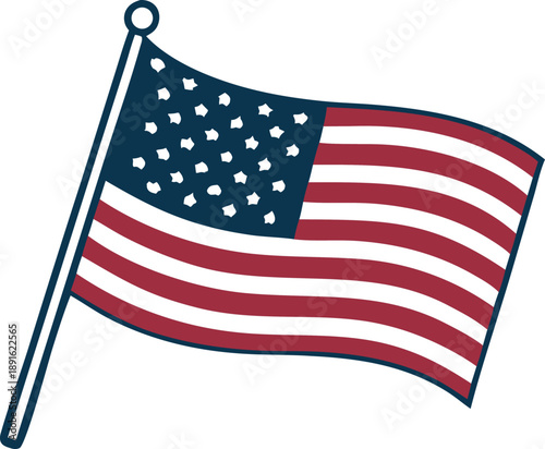 Waving american flag with stars and stripes Vector