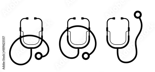 Phonendoscope icon set. Vector icon isolated on white background.