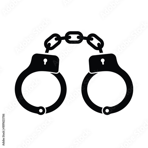 Black silhouette of handcuffs a symbol of law enforcement and restraint
