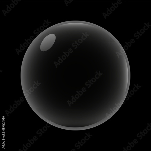 Black Glossy Sphere on Dark Background
