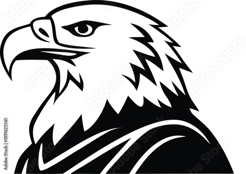 Majestic eagle head silhouette in bold black and white Vector