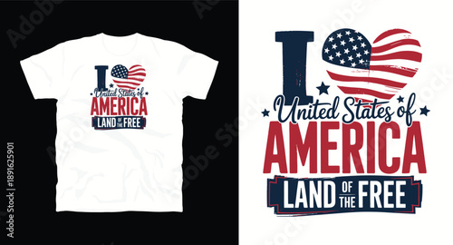 I love united states of america land of the free heart shape usa flag design