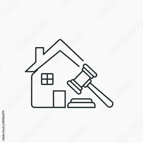 Legal Search Hammer Icon – Law Investigation Gavel Magnifier Vector