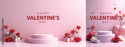 Valentine day background design, Happy valentines background for social media, banner, flyer template