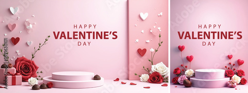 Valentine day background design, Happy valentines background for social media, banner, flyer template